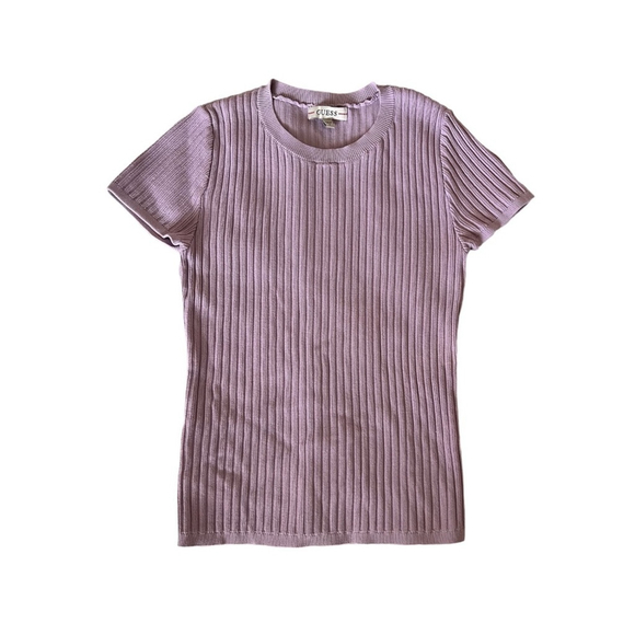 Guess Y2K Lilac Short Sleeve Crew Neck Knit Top Size S - Picture 3 of 6